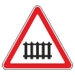 Дорожный знак 1.1 «Железнодорожный переезд со шлагбаумом» (металл 0,8 мм, III типоразмер: сторона 1200 мм, С/О пленка: тип В алмазная)